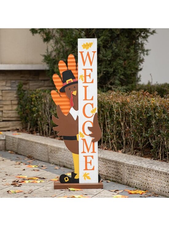 Other - 36” Fall Wooden Turkey Porch Sign | Rustic Farmhouse Decor for Thanksgiving